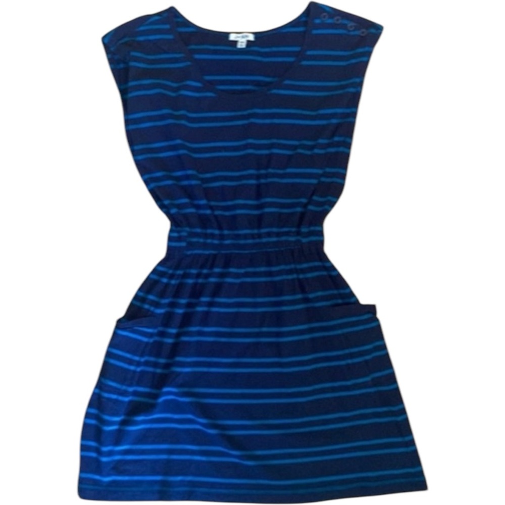 I Love H81 Navy Blue Striped Dress - Size Medium M w/ Pockets